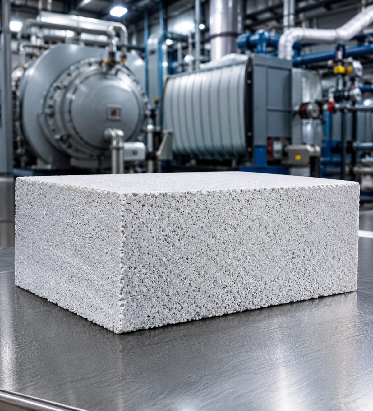 Block de perlita expandida y silicato de sodio para aislamiento térmico industrial de hornos, calderas y equipos de proceso.